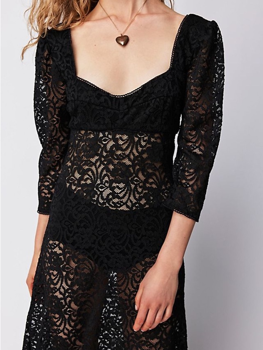 Free People x Revolve Adored Maxi Dress Black Lace Sheer Open Back Boho S $198